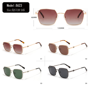 Gafas de sol rectangulares con montura completa, montura plateada, lentes verdes, unisex, protección solar UV400 para adultos - Product Image 3