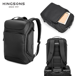 Kingsons Business <b>Backpack</b> 20L <b>Waterproof</b> With Usb Port For Travel And Commute Men's <b>Backpack</b> Solid Color Black - Product Image 1