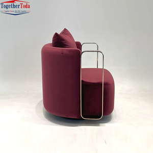 Ensemble de fauteuils pivotants en velours rouge élégant, confortable, stylé, luxueux et moderne pour salons haut de gamme - Product Image 6