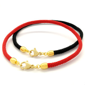 <b>Red</b> And Black Rope <b>Bracelets</b> 3Mm Gold Clasp Unisex Jewelry Gift For Chinese Zodiac Year - Product Image 1