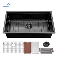 American Free Shipping 33 Inch PVD Nano Workstation Sink 16 Gauge R10 Corner Gunmetal Black Single Bowl Kitchen Sink