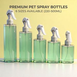 220ml 500ml PET Trigger Spray Bottle-Refillable Plastic Mist Sprayer With UV Printing Round Shape For Hair &amp; Garden Care - Product Image 1