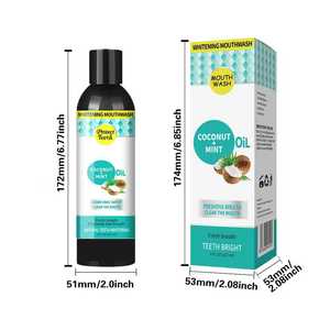 Bain de bouche 237 ml pour soins bucco-dentaires, huile de coco et huile de menthe poivrée pour la santé bucco-dentaire, blanchiment des dents, bain de bouche bio - Product Image 2