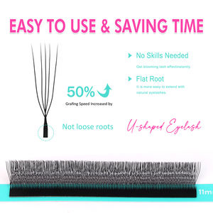 Pestañas de Volumen en Forma de U, Estrechas, Pre-fabricadas <span class=keywords><strong>YYU</strong></span> 3D 4D 5DU, Extensiones de Pestañas Coreanas de Fibra PBT, Pestañas en U Estrechas en Abanico, Populares con Curvatura M - Product Image 4