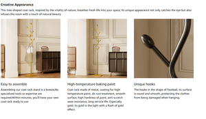 <span class=keywords><strong>Porte</strong></span>-manteau en forme d'arbre, <span class=keywords><strong>porte</strong></span>-manteau en métal avec 8 crochets et base en acier au carbone, adapté aux chambres et aux salons - Product Image 5