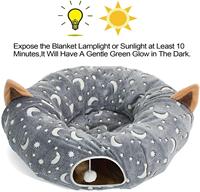 Tunnel pour chat avec jouets en peluche, pliable, auto-luminescent, photoluminescence, pour animaux de compagnie, lapins, chiots, gris, lune, étoile