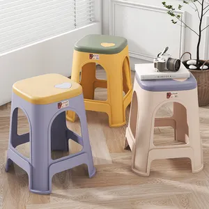 厂家直销现代塑料搁脚凳坐方形可叠放凳子塑料叠放高脚椅家用