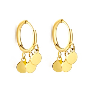Pendientes <span class=keywords><strong>de</strong></span> Aro Colgantes con Flecos <span class=keywords><strong>de</strong></span> Disco <span class=keywords><strong>de</strong></span> Cobre Chapado en Oro <span class=keywords><strong>de</strong></span> 18K, Geométricos, Duraderos, Libres <span class=keywords><strong>de</strong></span> Níquel, <span class=keywords><strong>de</strong></span> Acero Inoxidable, para Mujer - Product Image 1