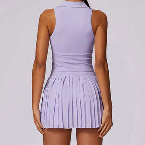 Toptan özel Logo seksi Mini kadın açık Golf setleri hızlı kuru kırpma üst sutyen ve etek 2 parça tenis giyim etek seti - Product Image 6