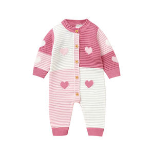Mimixiong OEKO-TEX inverno vestiti caldi per bambini con motivo a cuore neonato bambino lavorato a maglia pigiama all'uncinetto pagliaccetto a maniche lunghe abiti - Product Image 1