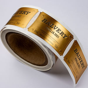 Etiqueta con logotipo personalizado para vial cosmético, pegatina de aluminio brillante en relieve para botella de agua y vino, etiqueta de marca de corte de beso para whisky de Metal - Product Image 6