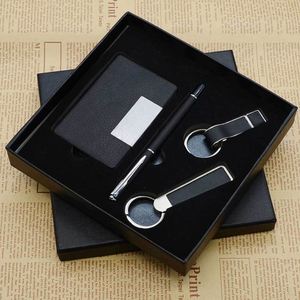 Top-Grade Business Corporate Gift Set Keychain Card <b>Holder</b> Metal Pen Office Conference Luxury Pu Hardcover Gift Box Set - Product Image 2
