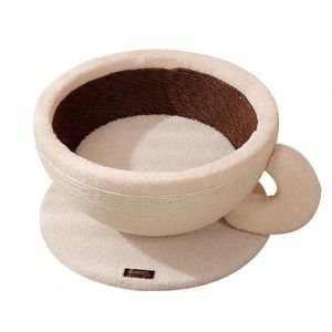 Wholesale Coffee Cup-Shaped Sisal Cat Tree Integrated Grab Board <b>Bed</b> <b>Nest</b> Large Space Design Scratch-Resistant Hemp Rope Cut - Product Image 5