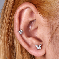 Labret en Titane G23 Massif ASTM F136, Bijou de Piercing Corporel Fileté Intérieurement, Plaqué Or, à Dos Plat, Vente en Gros