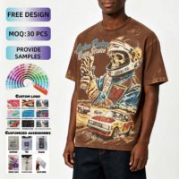 Camiseta de punto sólida con lavado ácido vintage para hombre, 100% algodón, peso pesado, estampado gráfico personalizado, corte regular, manga corta formal