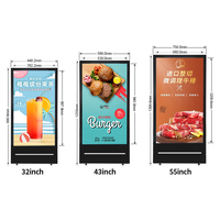 32 "43" 55 "açık hava Lcd ekran reklamlar ekran mobil zemin standı kiosklar tekerlekler ile su geçirmez alışveriş merkezi için/restoran