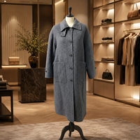 Manteau coupe-vent en mélange de laine et de cachemire avec grandes poches avant, vêtement d'extérieur pour femme, idéal pour les courses hivernales
