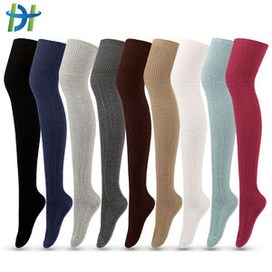 Vente en gros de chaussettes longues et hautes personnalisées pour femmes, chaussettes thermiques d'hiver en coton pour jeunes femmes, chaussettes hautes pour dames - Product Image 2