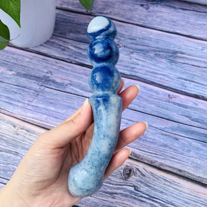 Baguette Yoni incurvée en Aventurine Verte Bleue 19cm 190g Écologique Étanche IPX6 Jouet Sexuel Vaginal Outil d'Exercice de Kegel pour - Product Image 3