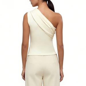 Women's Draped One-Shoulder Crop <b>Top</b> - Sleeveless Ruched Bodycon <b>Top</b> Shirt Fashion - Product Image 5