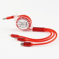 Pabrik OEM kabel USB pengisian daya Cepat kabel Data 1M dapat ditarik satu hingga tiga 3 In 1 untuk ponsel