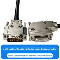 Câble de port série DB15 industriel mâle-femelle, connecteur femelle 2 rangées 15 broches, sortie à 90 degrés, 24AWG, pour imprimante automobile, iOS