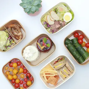 Chinese Factory take away paper container salad bowls disposable rectangle food paper bowl