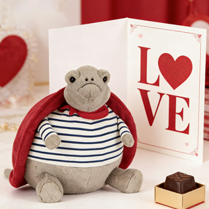 [¡OFERTA!], Jellycat, 26.ª Edición, Peluche de Tortuga Romántica de San Valentín de 28 cm, Regalo para Parejas, Animal de Peluche con Temática de Corazón - Product Image 1