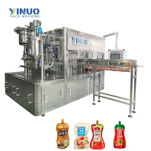 Auto Spout Pouch Doypack Butter Tomato Salad Dressing Sauce Ketchup Paste Liquid Filling Capping Machine Bag Production Line