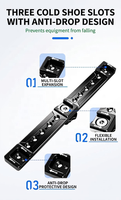 Barre d'extension triple cold shoe pour appareil photo avec filetages 1/4 "-20 pour moniteur, microphone, lumière LED – Support en alliage d'aluminium