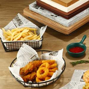 200PCS Papier d'emballage pour sandwichs, beignets et burgers, imprimé sur mesure, qualité alimentaire, 38gsm 40gsm, résistant à la graisse, enduit de cire, 26*26CM - Product Image 1