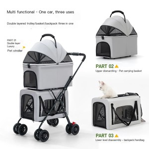 Vận chuyển một cú nhấp chuột Xe đẩy du lịch chạy cầu thang leo núi sang trọng 3 lốp xe đẩy Giỏ Hàng Chó lớp tàu sân bay động vật vật nuôi tàu sân bay - Product Image 5