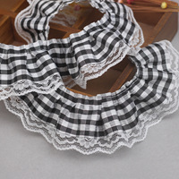 Bordure en dentelle de filament de polyester à carreaux de 2,2 pouces, style Lo Tari, bordure festonnée pour robe, couture DIY, artisanat, accessoires de décoration intérieure