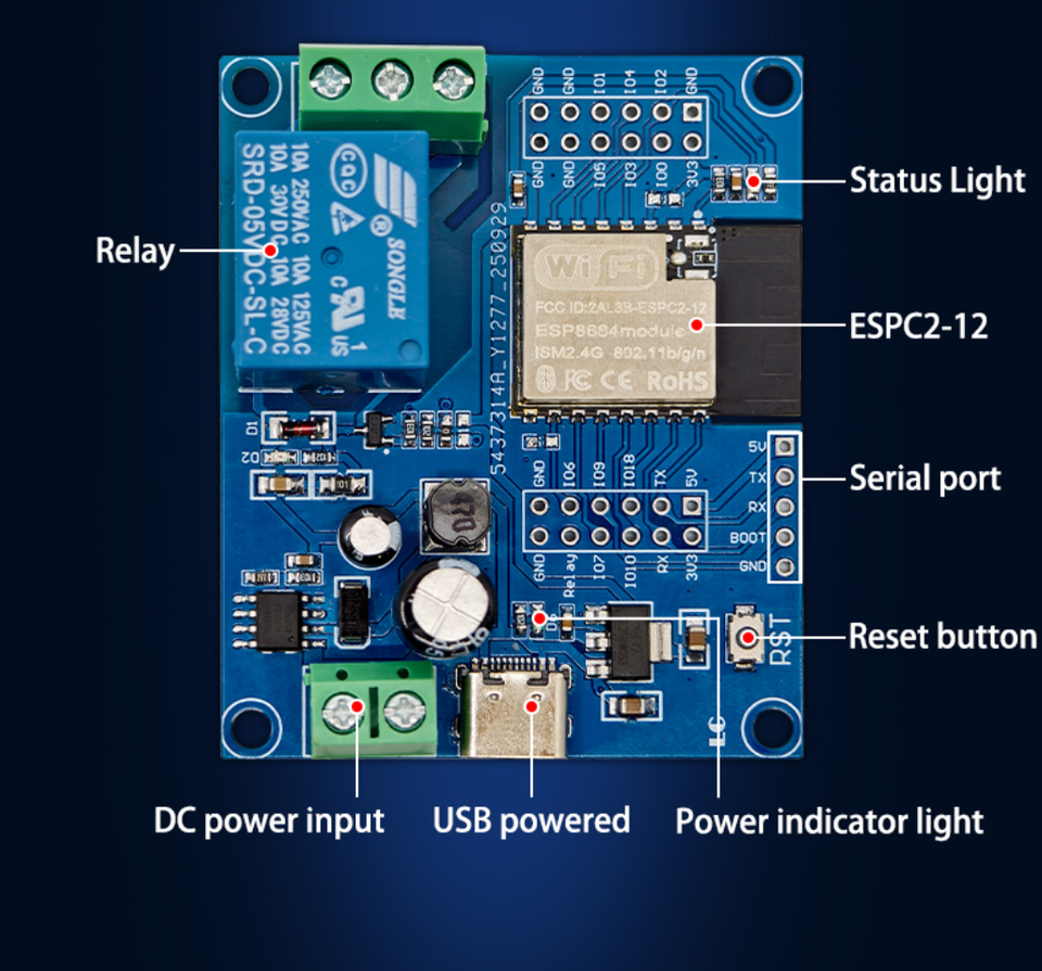 ESPC2-12 Single-Channel Relay Module Development Board DC5-60V| Alibaba.com