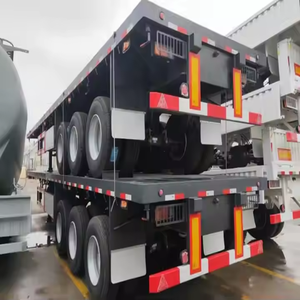 รถกึ่งพ่วงพื้นแบน14เมตรรถกึ่งพ่วงแบบ4 5เพลา30 60ตันบรรทุกตู้คอนเทนเนอร์ - Product Image 3