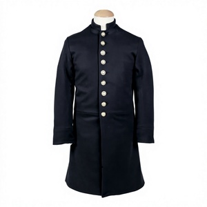 Uniforme Histórico Negro para Hombre, 100% Lana, Ecológico, con Piel de Zorro Auténtica, Prenda Exterior Tejida, Cierre de Botones Largo al Frente, Reproducción Americana - Product Image 3