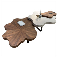 Table basse moderne italienne légère et luxueuse en nuage combinaison bois design + panneau multifonction facile à nettoyer meubles de salon