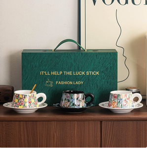 Tazas <span class=keywords><strong>de</strong></span> Café y Espresso <span class=keywords><strong>de</strong></span> Cerámica con Diseño Floral Coreano Retro <span class=keywords><strong>de</strong></span> Alta Gama, Aptas para Microondas, 260 ml - Product Image 5