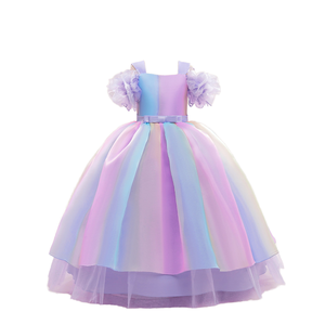 Vestido de Fiesta Largo para Niñas, Elegante, de Verano, Satinado, de Manga Corta, con Flores, para Bodas, Fiestas, Ecológico - Product Image 2