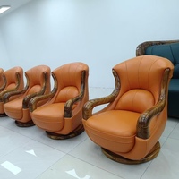 Nouveau fauteuil de détente de style chinois durable en bois massif et cuir véritable pour salon