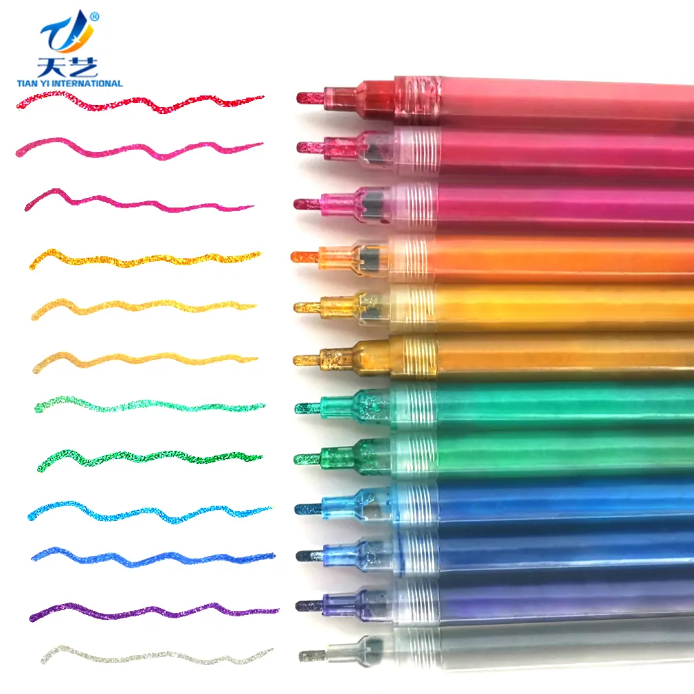 أقلام لامعة ، 24 لون نيون بريق أقلام غرامة تلميح الفن علامات للأطفال ، كتاب تلوين الكبار ، DIY بها بنفسك