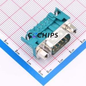 DT10121-M5W3-4F D-Sub/VGA Connector Bent Lead Through Hole Connector Standard D-Sub Male 9P Right Angle Insert - Product Image 1