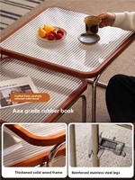 Table basse minimaliste de style Bauhaus-chinois du milieu du siècle, avec structure en acier inoxydable et plateau en verre, pour petits salons, sans assemblage