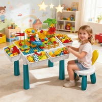 SamToyCn Table d'activités multifonction personnalisable pour enfants avec circuit de briques coulissantes à assembler soi-même