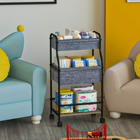Chariot de rangement à 3 niveaux pour couches de bébé, chariot utilitaire mobile en métal avec roulettes, grand chariot roulant pour chambre à coucher