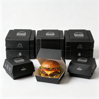 Boîtes à frites en papier recyclé imprimées sur mesure, emballages pour hamburgers et fast-food