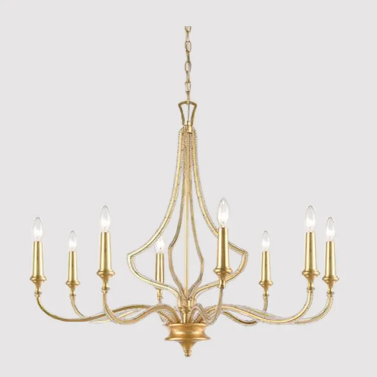 2022 Lower Price Cheap Metal Luxury Beaded Arms Gold Living Room Iron Crystal Chandelier