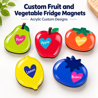 Aimants de réfrigérateur personnalisés en forme de légumes, aimants souvenirs alimentaires en acrylique, impression couleur, vente en gros, fournisseur OEM d'usine