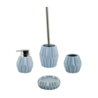 BX – ensemble d'accessoires de salle de bain en céramique, bleu hôtel de luxe, avec porte-brosse de toilette, vaisselle, distributeur de savon, gobelet, 4 pièces