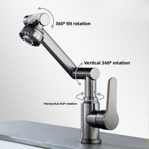 <span class=keywords><strong>Robinet</strong></span> de lavabo mural en acier inoxydable avec noyau en céramique, finition brossée, 1 poignée, design moderne et épuré, <span class=keywords><strong>eau</strong></span> chaude/<span class=keywords><strong>froide</strong></span>, pour cuisine - Product Image 6
